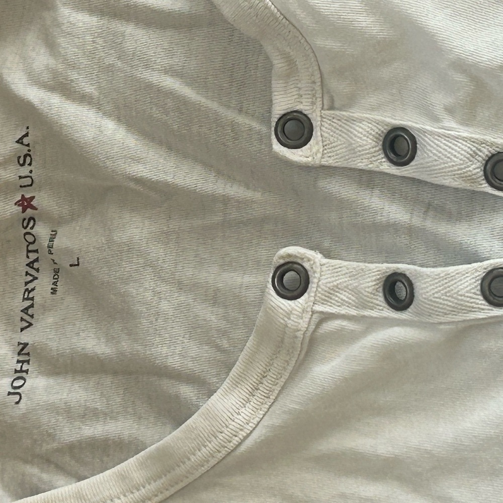 John Varvatos White Henley Shirt